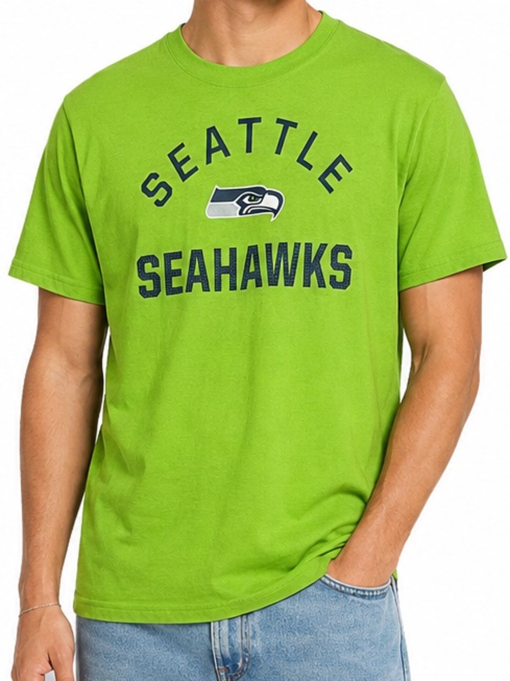 Seattle Seahawks Majestic Neon Green NFL T-Shirt Men’s Large L Football